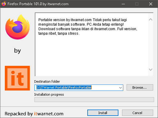 Langkah Instalasi Firefox Portable itwarnet.com